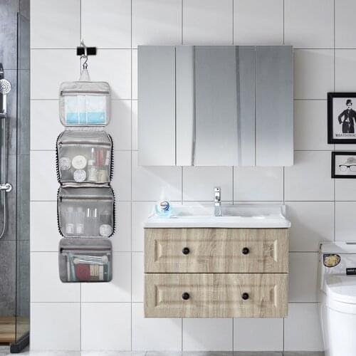 Make-up Packaging Large Bag, Foldable Box, 4-Room Travel Portable Inner Zipper Cosmetic Pack with Handle Hook 2021 New