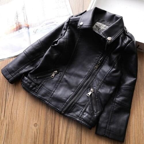 Children Pu Coats 2020 Spring Autumn Fashion Kids Leather Outerwear Jacket For Baby Boys Girls 2-8 Years TX282