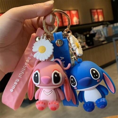 Disney Kawaii Stitch Figure Keychain Action Figure Keychain Model Cartoon Pendant Car Bag Keychain Toys for Women Girls Bag