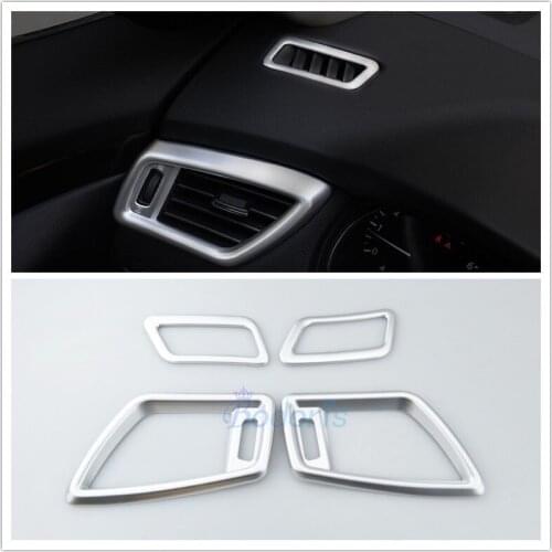 For Nissan X-trail X trail 2014 2015 2016 Chrome Car Styling Interior Dashboard AC Vent Outlet Cover Panel Auto Accessories