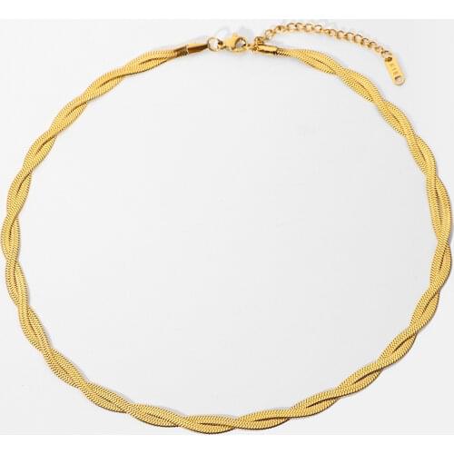 Double Layer Cross Snake Chain Necklace For Women 18k Gold Plated Stainless Steel Chokers Party Jewelry