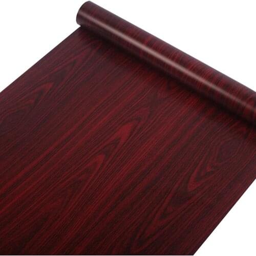 GLOW4U Self Adhesive Vinyl Red Wood Contact Paper Wallpaper Kitchen Cabinets Shelves Table Door Furniture Sticker Removable