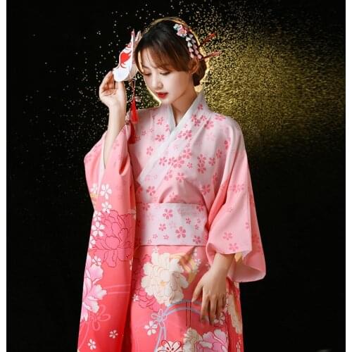 Japanese Style Clothes for Women Formal Cosplay Improved Bathrobe Japanese Vibration Sleeve Photo Belt Kimono Summer 2021 New