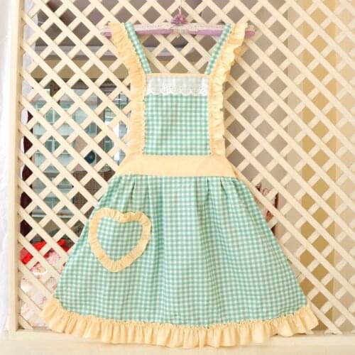 Cotton Aprons For Women Kitchen Cooking Work Clothes Princess Aprons Baking Restaurant Aprons Cute Lattice Cleaning Dress Bib