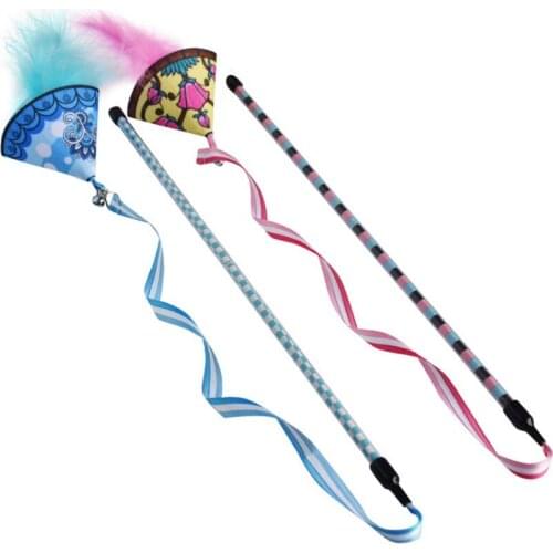 Pet Cat Toys Felt Cloth Spinning Teaser Wand Plastic Pet Toys for Cats Interactive Stick Cat Supplies