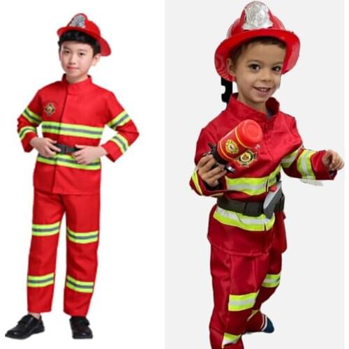 Cosplay Costume Uniform Anime Clothes 2021 Halloween Carnival Party Dress for Kids Fireman Clothing Toys New Year Firefighter
