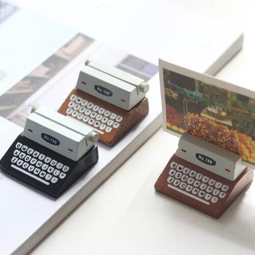 Creative Household Items Retro Typewriter Shape Message Folder Wooden Note Folder Photo Folder Cute Stationery Desktop Decor