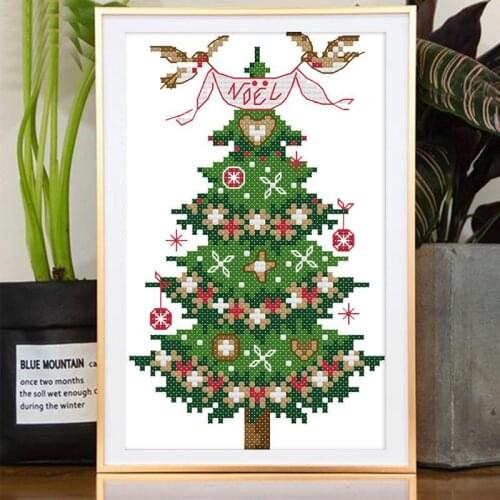 Needlework Cross Stitch Embroidery Kits Tools Beginner DIY Cartoon Animal Novice Sewing Craft Childrens Simple Christmas Tree