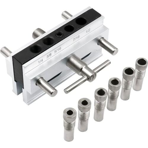 Metric/Inch Carpentry Self-Centering Oblique Hole Punch Locator Drill Guide Set Doweling Jig Kit for DIY Hand Woodworking tools