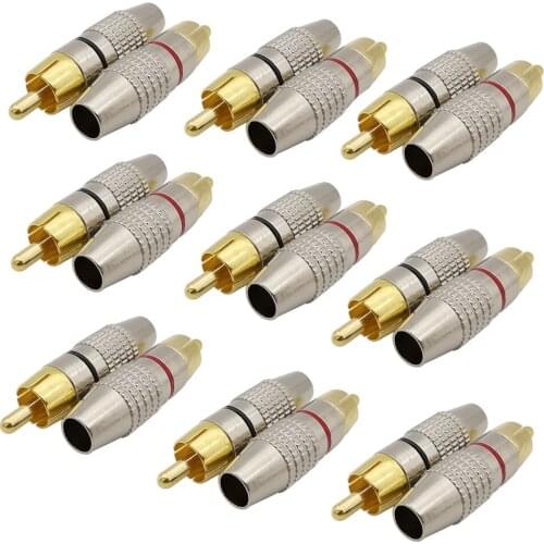 1/3/6Pcs RCA Male Connector Non Solder plug Adapter for Audio Cable Plug Video CCTV camera Solder-Free high quantity Black Red