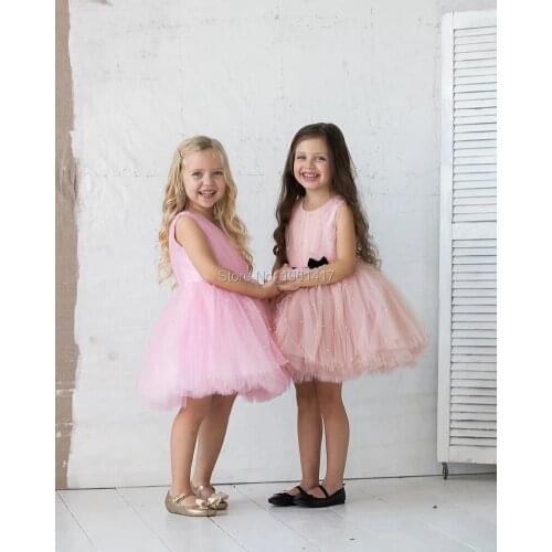 Lovely Toddler Pageant Gowns beading Customized Princess Birthday Dress Sleeveless Holy First Communion Gown