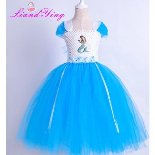 Girls Mermaid Dress Kids Birthday Party Dresses Little Mermaid Princess Costumes for Halloween Christmas Dress Up Clothes Outfit