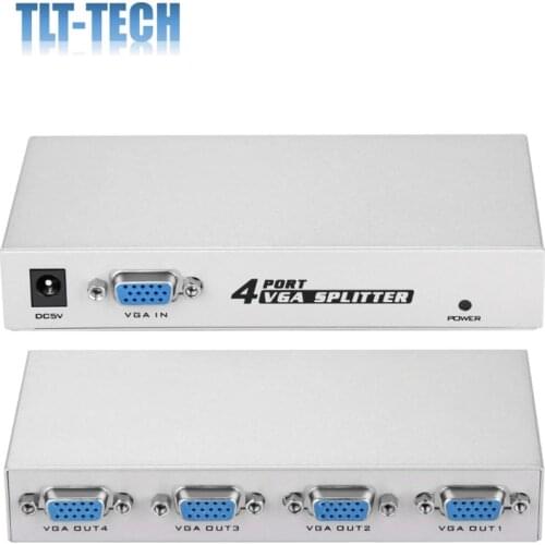 1 PC to 4 Monitors Splitter Box VGA/SVGA LCD CRT 4 Port Video