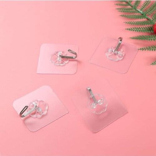 Strong Adhesive Wall Hook Transparent Removable Hanger Hooks for Bathroom Kitchen E7