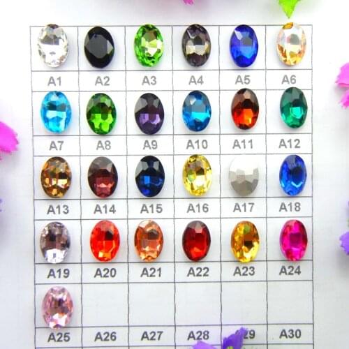 Glass Crystal 4*6 6*8 8*10 10*14 13*18 18*25 20*30mm nice colors mix Oval shape glue on rhinestone beads ornament handicraft diy