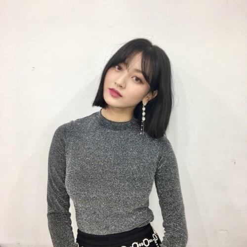 Kpop TWICE Park Ji Hyo same Knitted Round neck Sweatshirt Women korean casual Pullover streetwear Elasticity tops female clothes