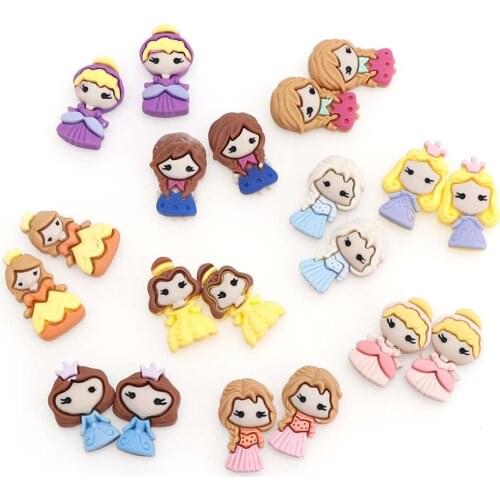 10Pcs Flatback Resin Cabochon Kawaii Cartoon Princess Embellishments For Scrapbooking Accessories Home Decration