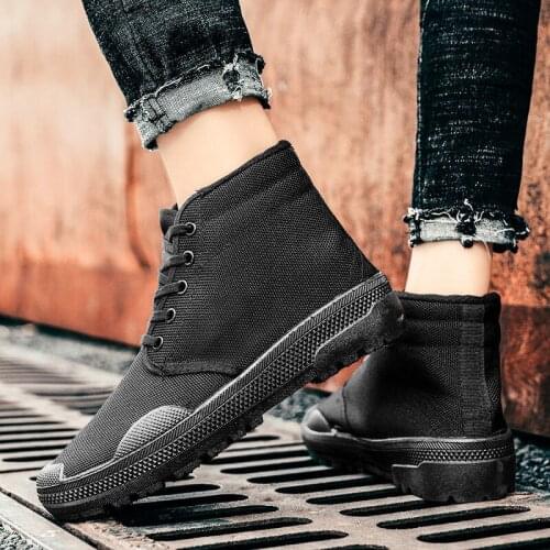 High-top Canvas Shoes Construction Site Shoes Non-slip Outdoor Mens Shoes Wear-resistant Breathable Military Boots Casual Shoes
