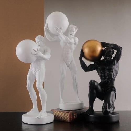 WU CHEN LONG Carry Ball Abstract Figure Statue Resin Crafts Bodybuilding Art Sculpture Hercules Figurines Home Decoration R4099