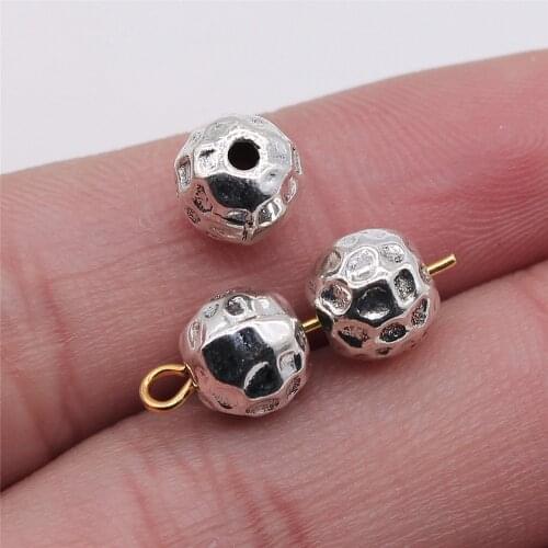 WYSIWYG 5pcs 7x8mm Irregular Small Beads For Jewelry Making Antique Silver Color Jewelry Findings