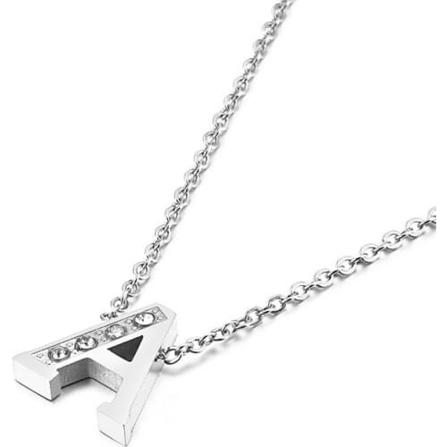 Jewelry 26 letters pendant stainless steel rose gold ladies letter necklace