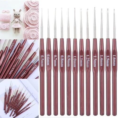 0.5-2.7mm Lace Crochet Hook 16 Sizes Small Yarn Weave Knitting Needles Dolls Hooks DIY Crafts Handmade Tools Sewing Accessories