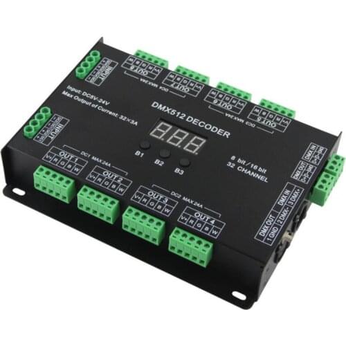32-channel RGB decoder 32-channel DMX512 decoder, RGBW decoder, DC5 ~ 24V Decoder with RDM function
