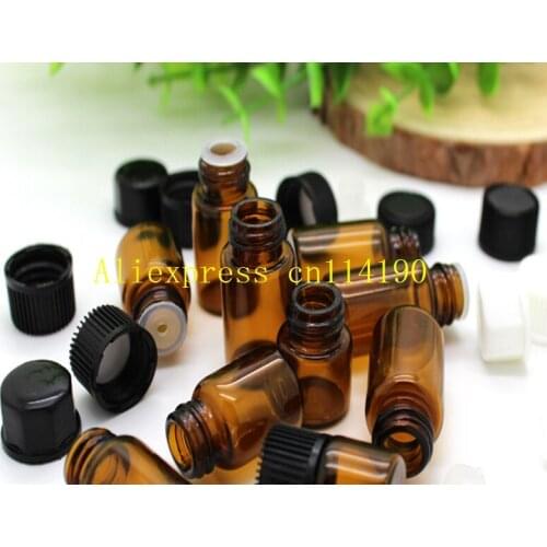 540pcs/lot Fast Shipping 1ml 2ml 3ml 5ml Amber Glass Bottle Brown Test Bottle Sample Glass Vials For Essential Oil