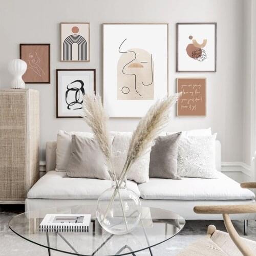 Abstract Boho Style Nature Beige Color Wall Art Canvas Painting Poster Print Pictures for Living Room Home Interior Decoration