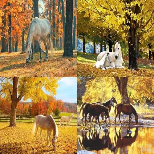 LUOVIZEM DIY 5D Diamond Painting Horse Full Square/Round Drill Mosaic Embroidery Cross Stitch Landscape Home Decor Picture