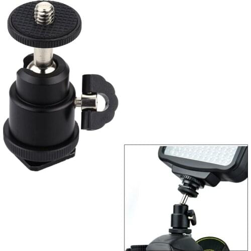 Andoer Photography Mini Ball Head 1/4" Mount with Flash Shoe Aluminium Alloyfor DSLR SLR DC Camera Mini DV Monitor etc