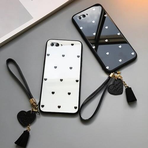 BONVAN Tempered Glass Case For Huawei Nova 3 3i 3e Love Heart Glass Cover For Huawei Nova 2s 2 plus Tassel lanyard phone Cases