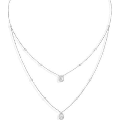 HIBRIDE Trendy Dainty Initial Necklace for Women Cubic Double Sliding Pendants Fashion Design Party Accessories bijoux femme P69