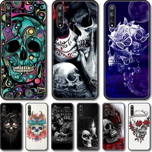 Purple skulls Phone Case For Huawei Y 5 6 7 8 9 A P S Pro 2020 2019 Black Shell Cover