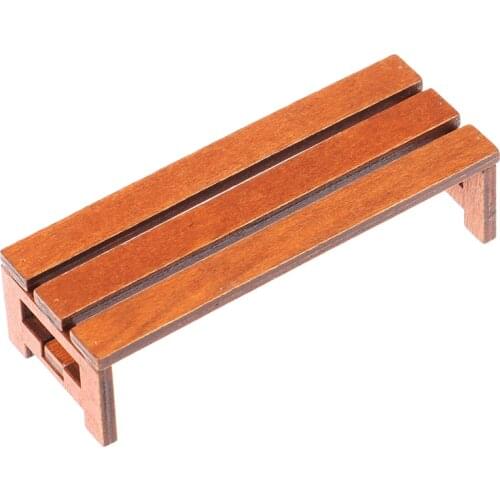 Wooden Stool Long Chair Room Dollhouse Outdoor Furniture Park Garden Furniture Accessories Dollhouse Miniature