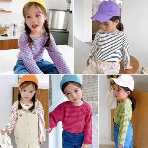 Children T shirt 2019 New Autumn Girls Striped T shirt Long Sleeve Loose Boys Tops Tee RT649