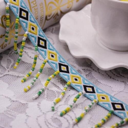 1Yards Ethnic silk tassel fringe trim Embroidery Lace Trim Boho Handmade Sewing Clothes Accessories Fabric Lace Ribbon trimmings