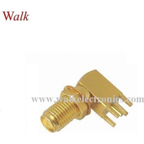 SMA female right angle connector PCB mount, PCB SMA female right angle connector, 20mm length, gold plated