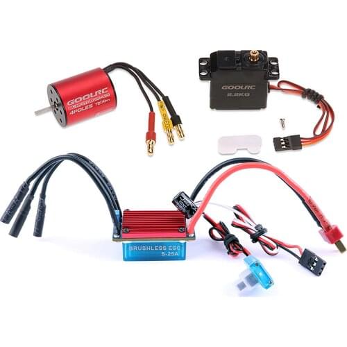 GoolRC S2430 7200KV Brushless Motor 25A ESC 2.2kg Metal Gear Servo Combo Set for 1/14 1/16 1/18 RC Car