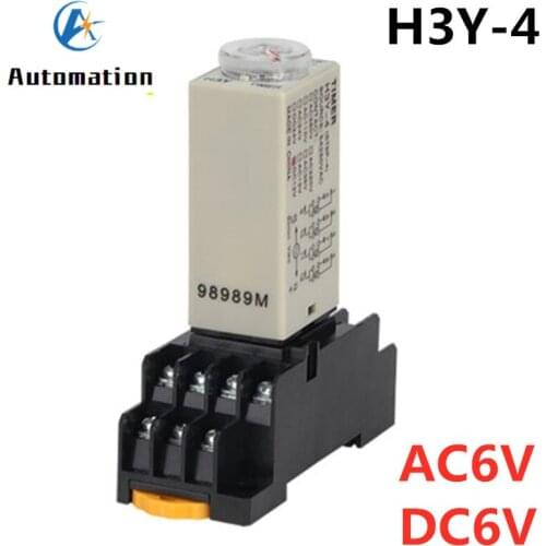 H3Y-4 Power-on Delay Rotary Knob 1S/5S/10S/30S/60S/3M/5M/10M/30M Timer Time Relay AC/DC 6V 14 Pin with Base PYF14A
