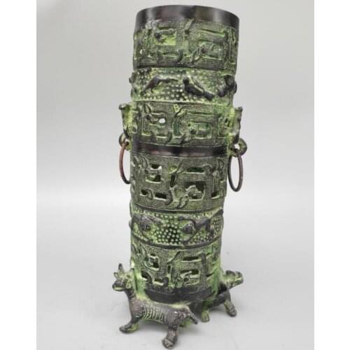 Chinese archaize bronze Three sheep pen container crafts