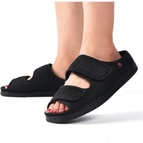 Summer Comfortable Diabetes Shoes Fat Thumb Instep Height Foot Code Middle-Aged Elderly Sandals Swollen Adjustable Slippers