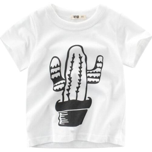 Summer Boy Short Sleeve Cartoon T-shirt Top Cute Cactus Pattern Wild Fashion Kids Boys Top Clothes