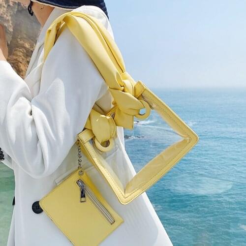 Summer beach small bag 2021 new transparent messenger bag female bag summer one-shoulder armpit small square jelly bag