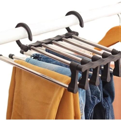 Multifunctional Pants Rack Folding Magic Pants Clip Household Wardrobe Multi-layer Clothes Hanger Hanging Pants Storage
