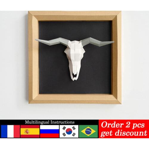 Pre-cut Sheep Skull Animal Wall Decor Home Art Decoration Paper Model,3D Low-Poly Papercraft,Handmade DIY Adult Craft Toy RTY042