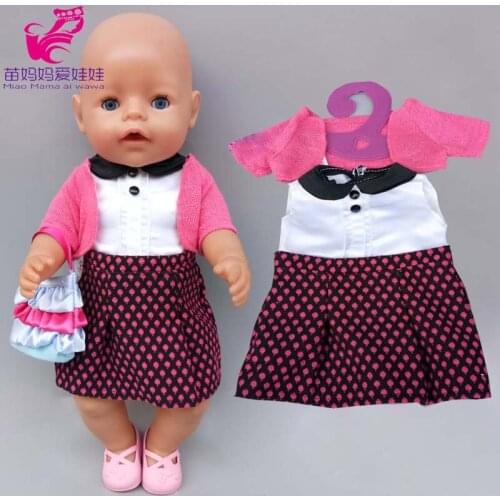 Clothes for Doll 43cm Baby Doll Dress Gold Color Micke Bow Headband for 18 Inch Girl Dolls Clothes Set Cartoon Dress