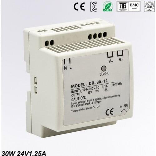 Rail mounting rails switch power 24V 1.25A 30W switching power supply Model DR-30-24