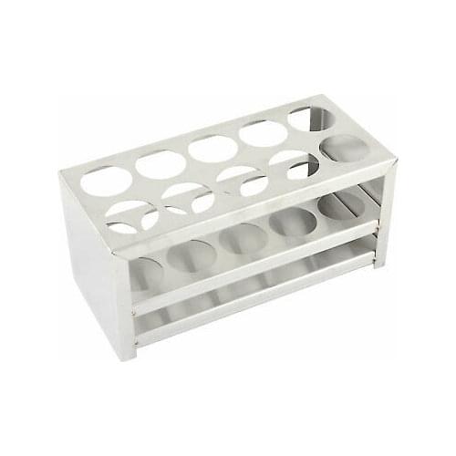 Silver Tone Stainless Steel 10 Holes 30mm Dia Centrifuge Tube Rack