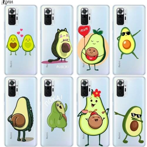 Cute Avocado Food Silicone Cover For Xiaomi Redmi Note 10 10S 9 9S Pro Max 9T 8T 8 7 6 5 Pro 5A 4X 4 Phone Case
